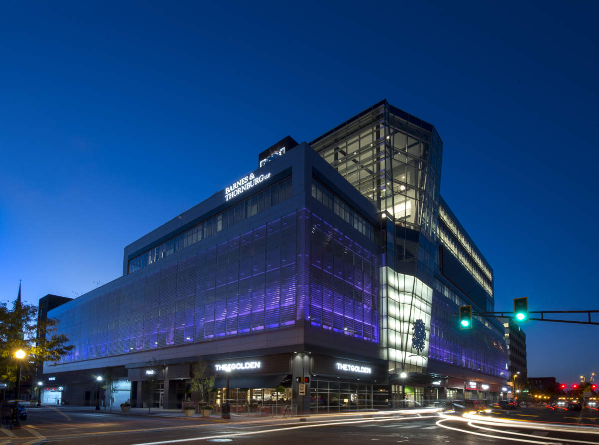 Ash Brokerage Exterior Corner Night Timelapse