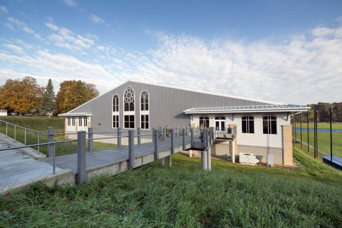 Hillsdale College Track Tennis Exterior Elevated Walk Entrance | Weigand Construction Hillsdale College Track Tennis Exterior Elevated Walk Entrance