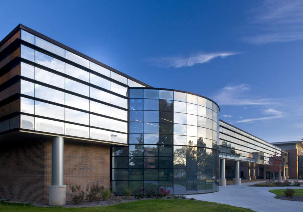 Purdue Fort Wayne Student Services Exterior Glass Wall Corner