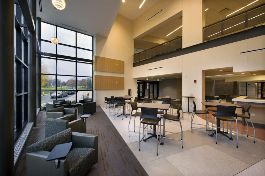 Purdue Fort Wayne Student Services Interior Lobby Lounge Seating Tables