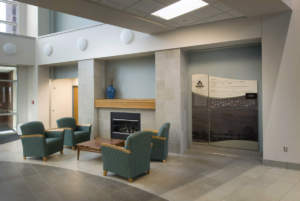 White County Memorial Hospital lobby seating fireplace