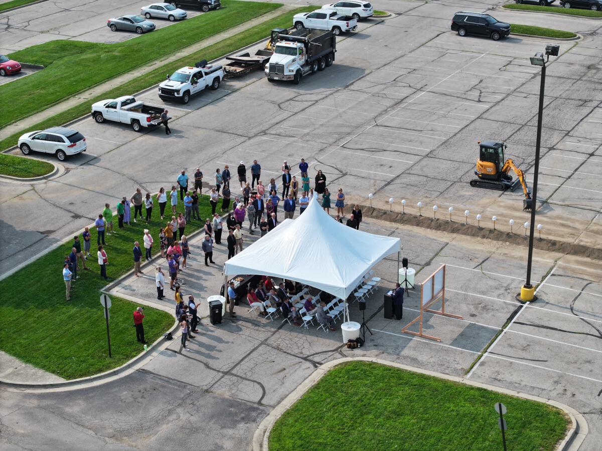 Bird's eye view of the tent.