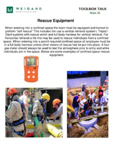 35) Aug. 26 30 Confined Space Rescue Equipment