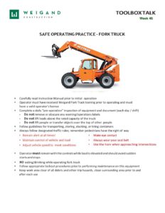 46) Nov. 11 Nov. 15 Fork Truck Operation
