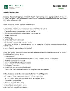 53) Dec. 30 Jan. 3 Rigging Inspection