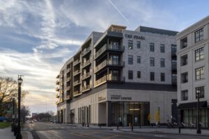 The Pearl at sunrise.