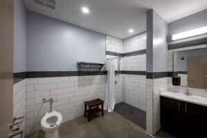 Bathroom and shower.