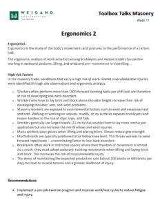 11) Mar. 17 21 Masonry Ergonomics 2