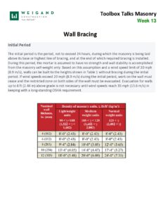 13) Mar. 31 Apr. 4 Masonry Wall Bracing 2