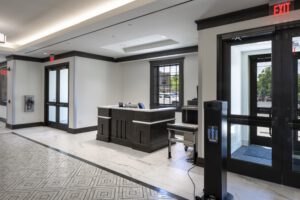 Hallway with Admin Desk