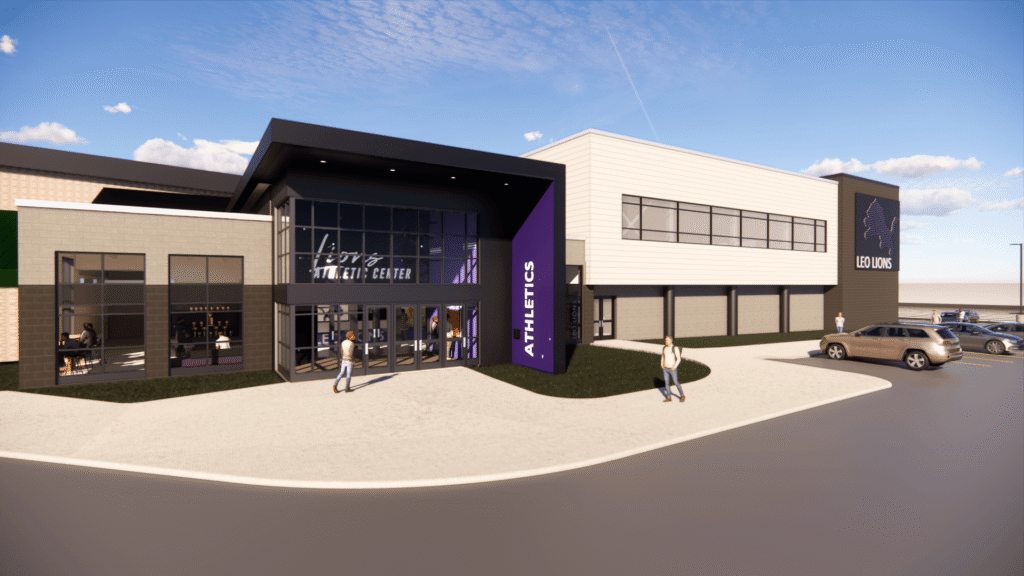 Leo Fieldhouse Groundbreaking | Weigand Construction Front Entrance