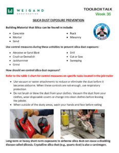 36) Sept. 8 Sept. 12 Silica Dust