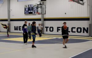 Students testing the hoops