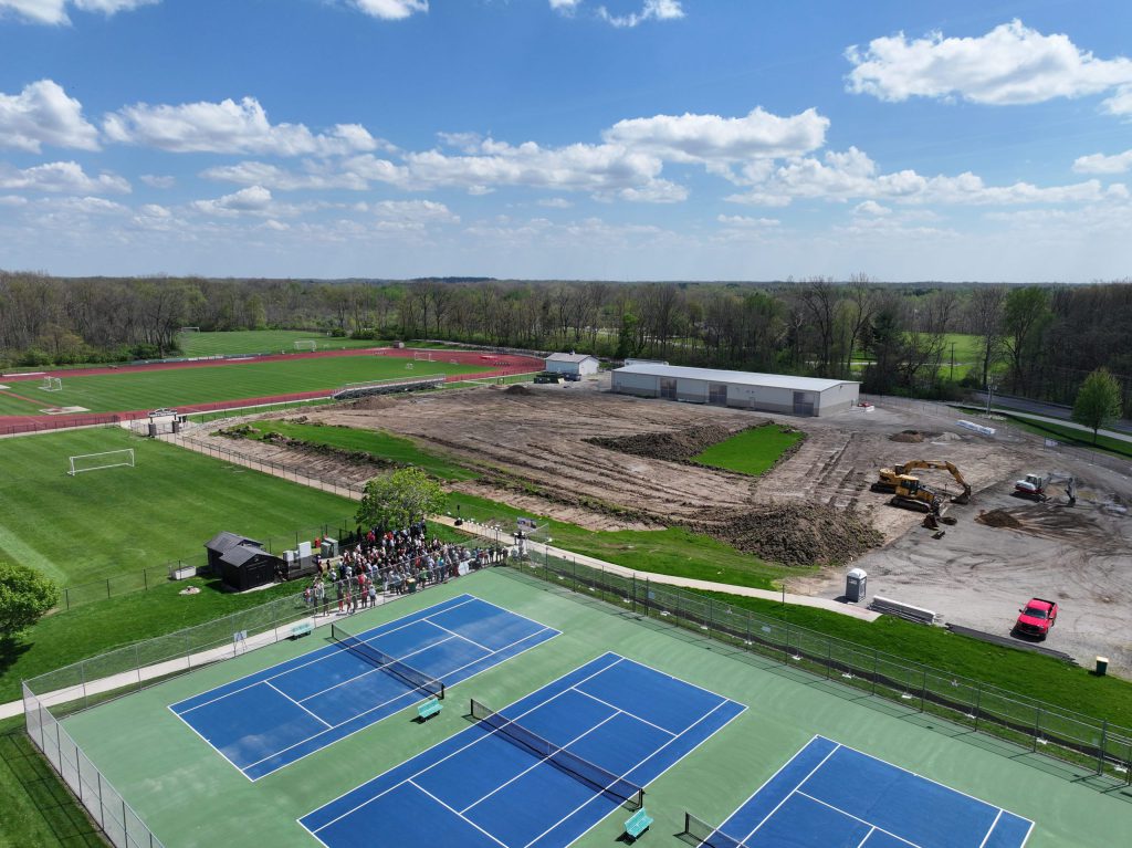 Grace College Community Fieldhouse Groundbreaking | Weigand Construction Drone Pic 2